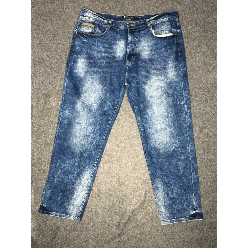 Rocawear Classic Fit Mens Acid Wash Blue Jeans W48 L32 Straight Leg Denim‎